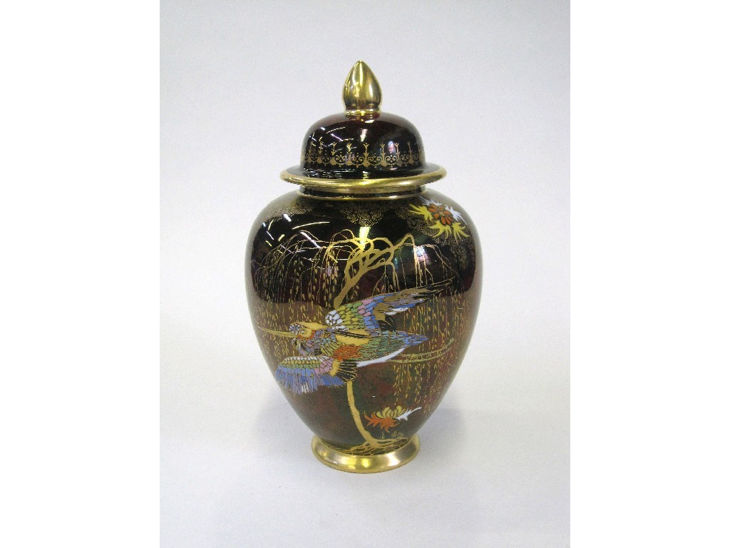 Appraisal: Carlton Ware Rouge Royale 'Sketching Bird' jar and cover