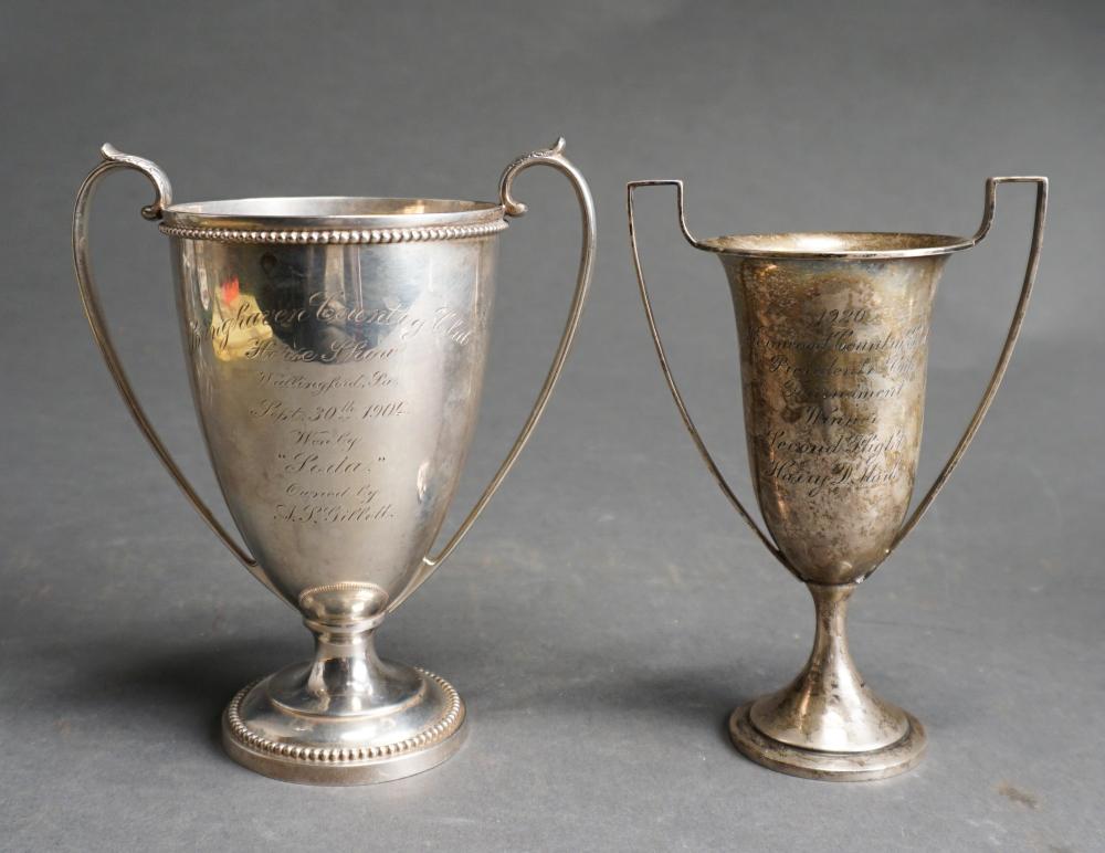 Appraisal: Two Two-Handled American Sterling Silver Trophy Cups H x W