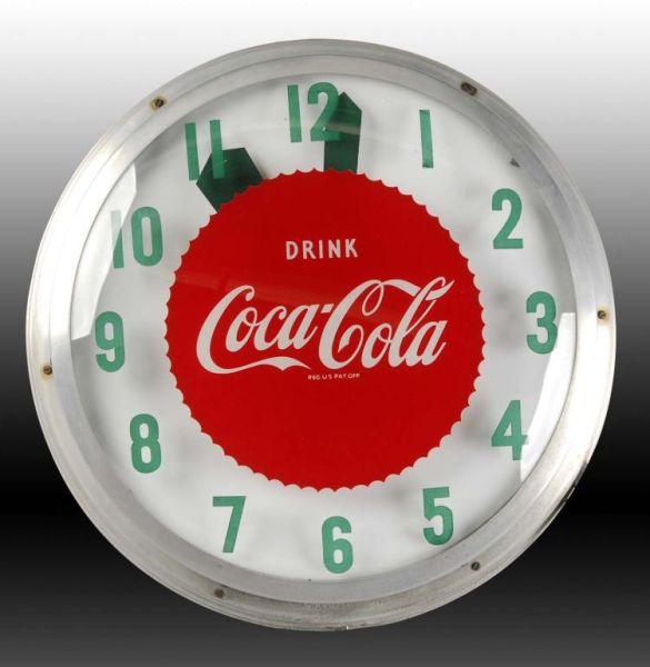 Appraisal: Coca Cola Electric Light-Up Outdoor Clock Description Circa s to