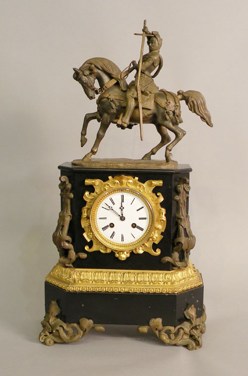 Appraisal: French slate and ormolu mantle clock th c h