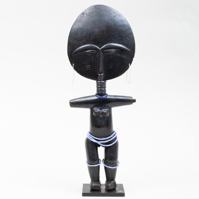 Appraisal: ASHANTI 'AKUABA' DOLL GHANA Wood and beads Marked with an