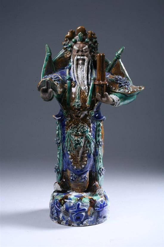 Appraisal: CHINESE POLYCHROME POTTERY FIGURE OF AN ACTOR th century Standing