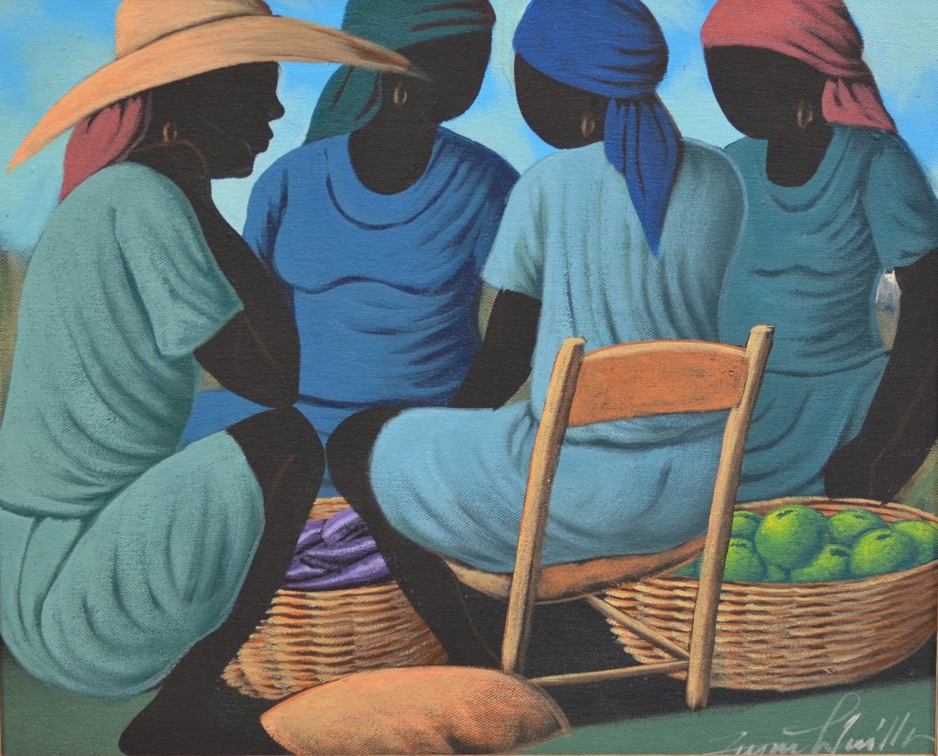 Appraisal: Caribbean School th Century acrylic on board Women at the