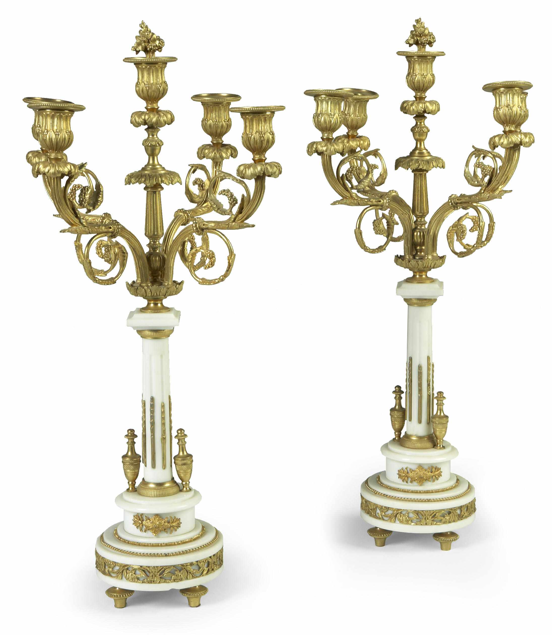 Appraisal: A pair of Louis XVI style gilt bronze and white