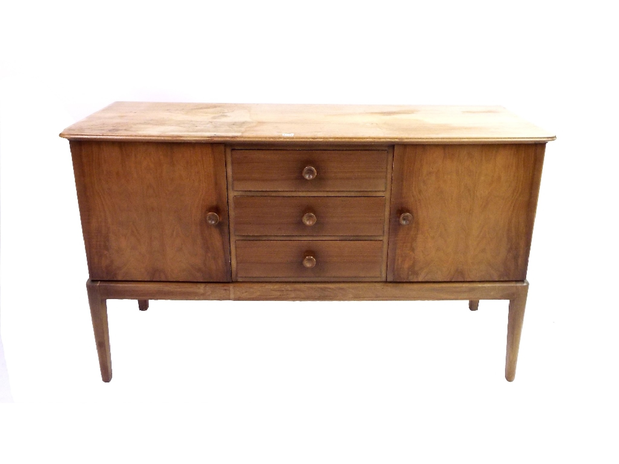 Appraisal: Gordon Russell of Broadway - walnut veneered sideboard fitted with