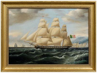 Appraisal: Rare Mexican maritime painting portrait of a Mexican sloop of