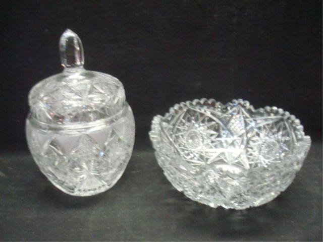 Appraisal: Pieces of Cut Crystal Bowl Lidded Bowl Fine cut From