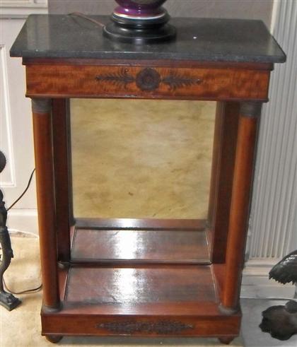 Appraisal: Pair of Empire style mahogany marble top side tables