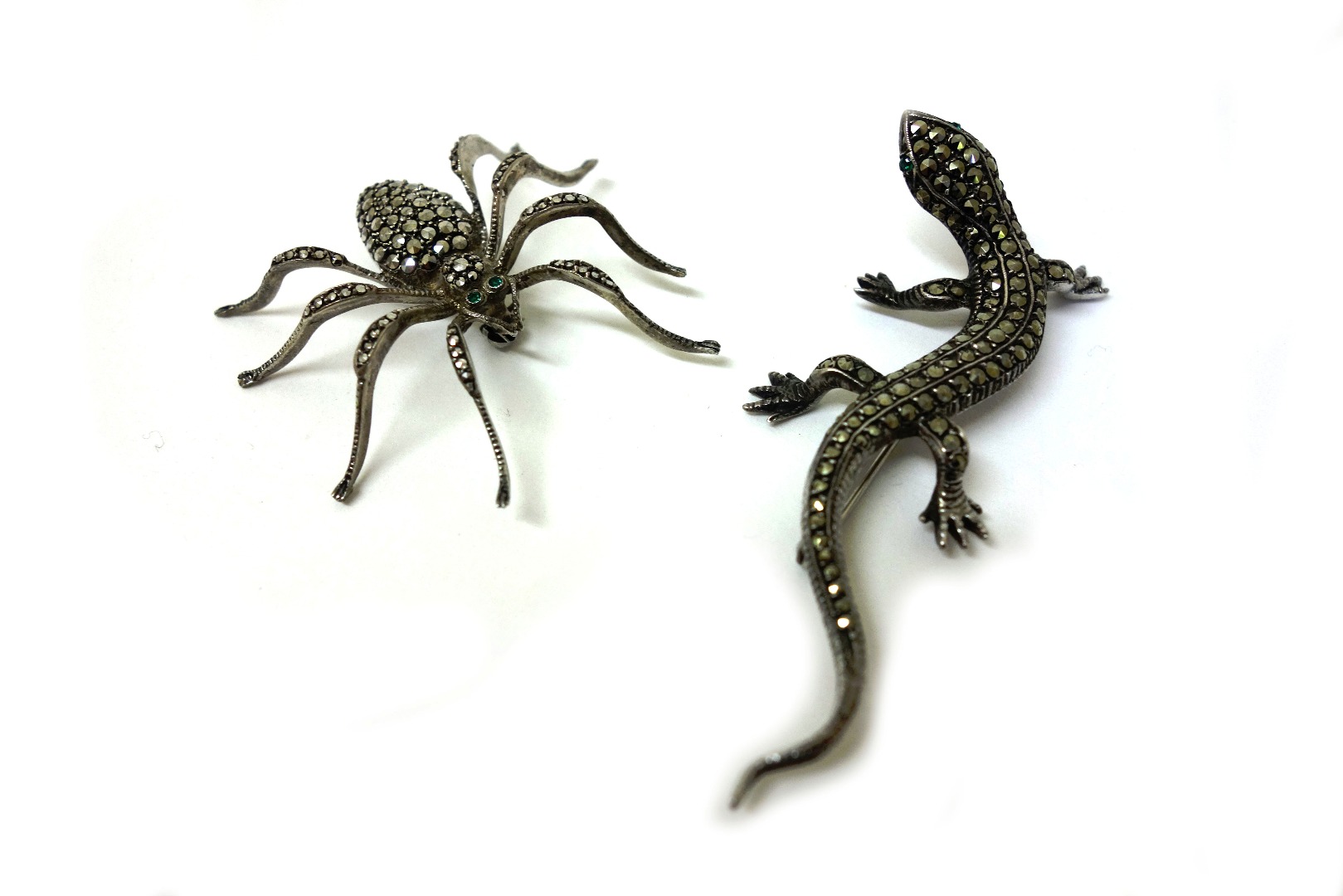 Appraisal: A 'sterling' silver and marcasite lizard brooch cm long g