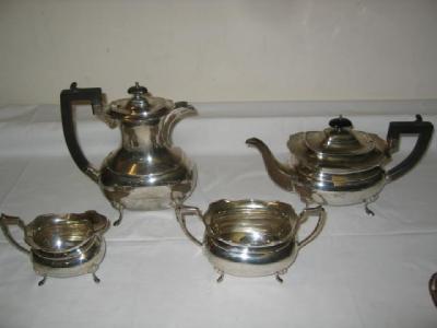 Appraisal: A FOUR PIECE TEA SET of bellied oval form the