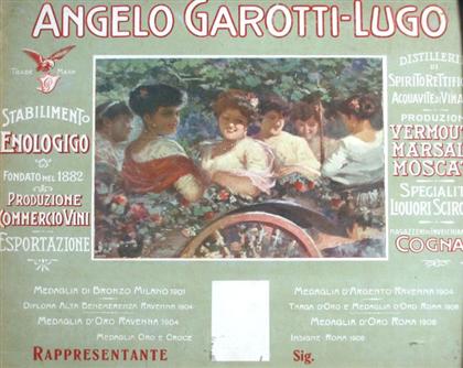 Appraisal: piece Original Color Pictorial Viniculture Advertising Placard Angelo Garotti-Lugo Italy