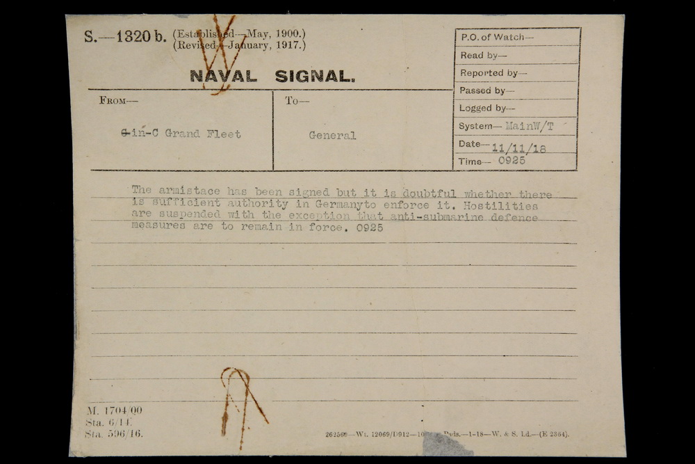 Appraisal: ROYAL NAVY WWI TELEGRAMS - Documentation of the End of