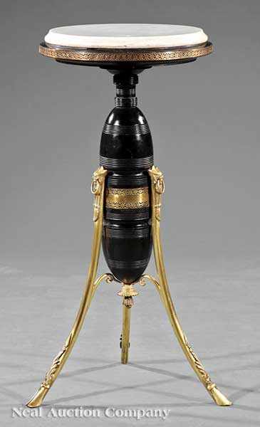 Appraisal: An American Ebonized Gilt Bronze and Brass Pedestal late th