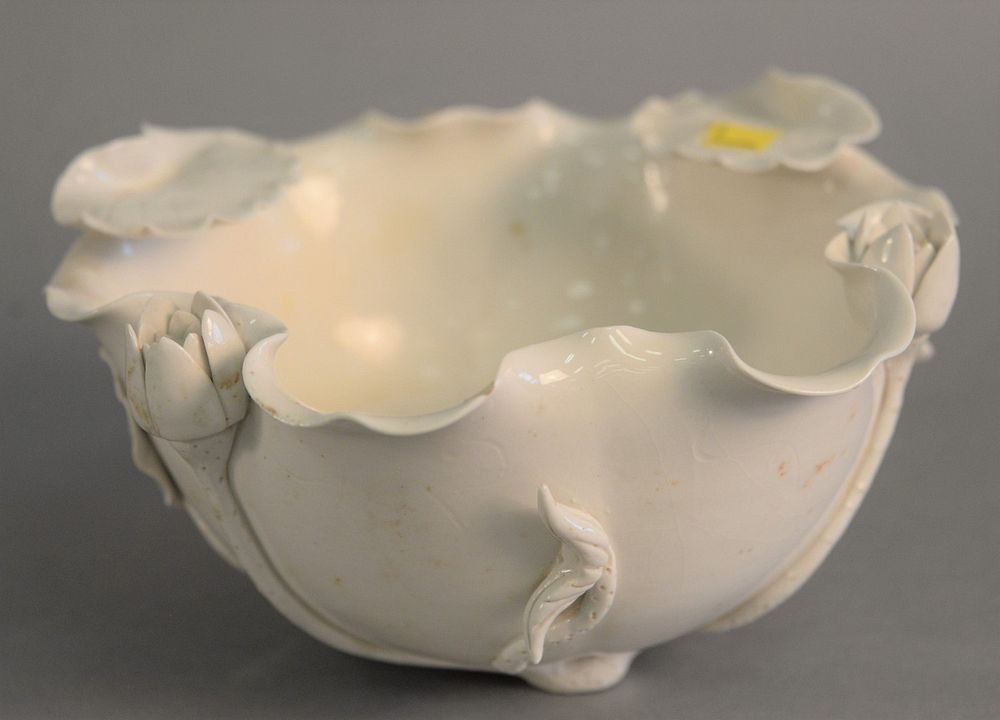 Appraisal: Chinese Blanc de Chine lotus bowl with molded lily pad