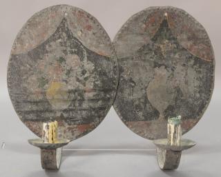 Appraisal: Pair of tole candle sconces with remnants of original paint