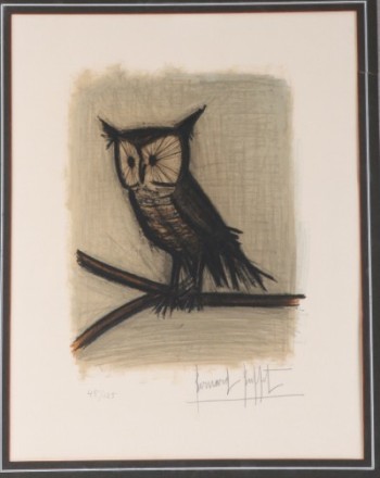 Appraisal: Owl lithograph x SLR S