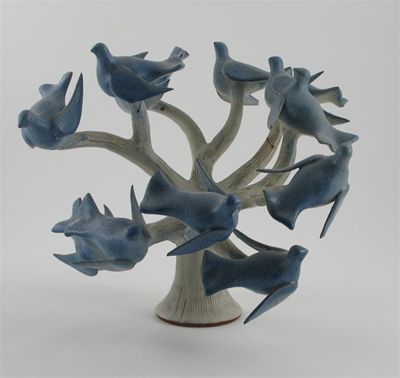 Appraisal: An earthenware sculpture by Tessa Fuchs modelled as a tree