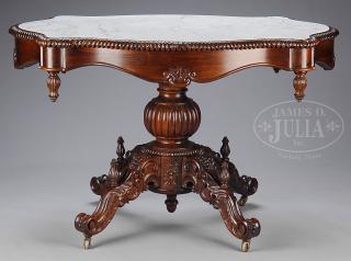 Appraisal: IMPORTANT ROCOCO BELTER TYPE ROSEWOOD TURTLE TOP CENTER TABLE IMPORTANT