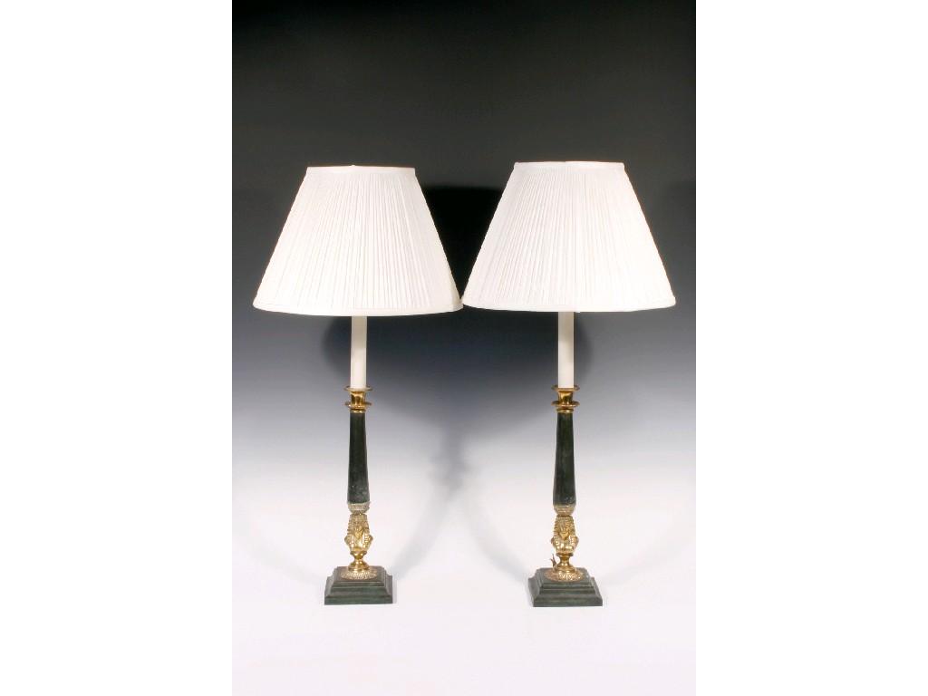 Appraisal: A PAIR OF REGENCY STYLE EGYPTIAN REVIVAL TABLE LAMPS of