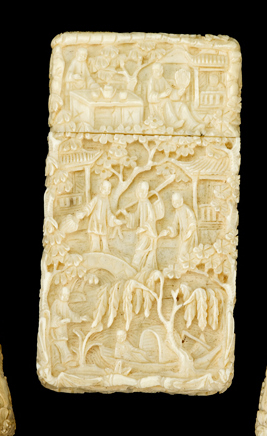 Appraisal: Small Chinese elephant ivory card case th century