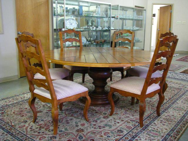 Appraisal: Century Furniture Country French round dining set including center-pedestal six