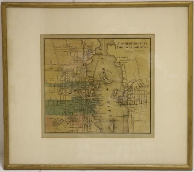 Appraisal: TH C MAP OF NEW BEDFORD CITY FAIRHAVEN ANDOXFORD HAND