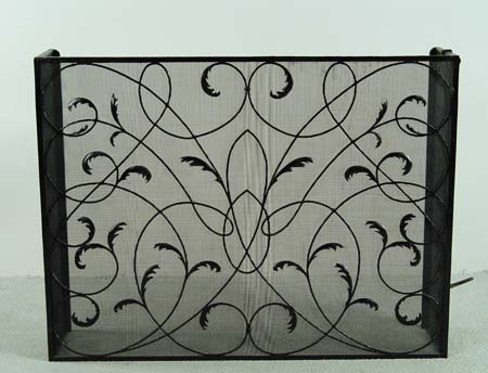 Appraisal: FINE IRON AND MESH FIREPLACE SCREEN Tall fireplace screen has