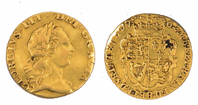 Appraisal: A GEORGE III QUARTER GUINEA dated