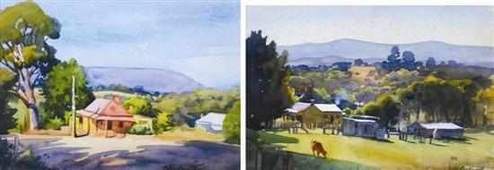 Appraisal: Ernest Buckmaster - Pair of Rural Landscapes watercolours two each