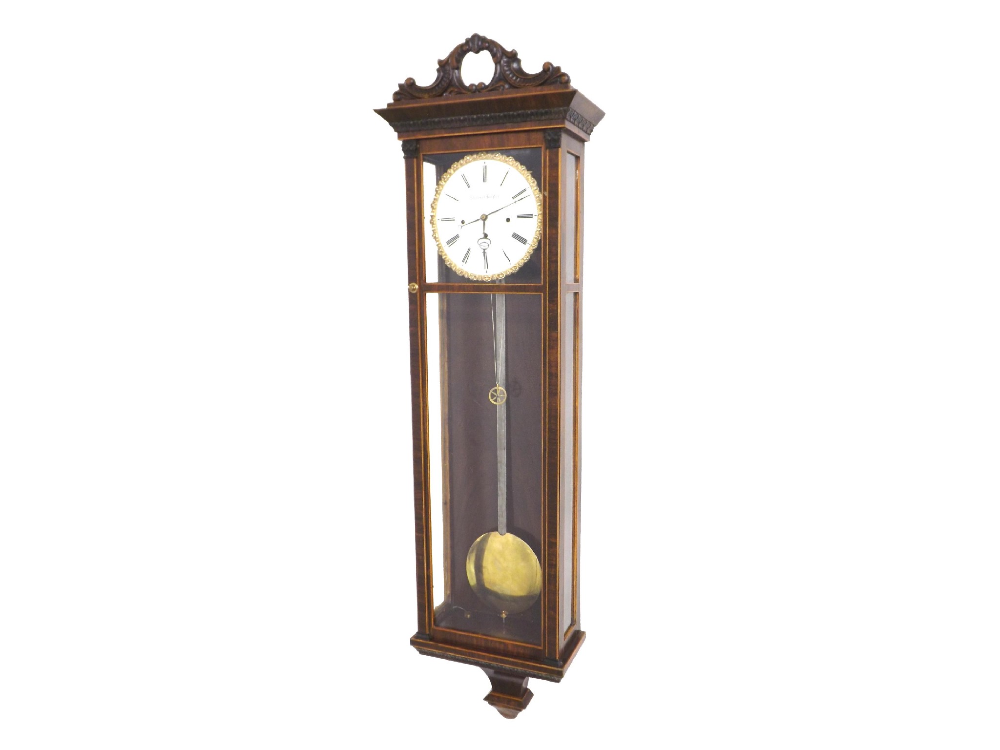 Appraisal: Austrian Biedermeier two day three train regulator wall clock the