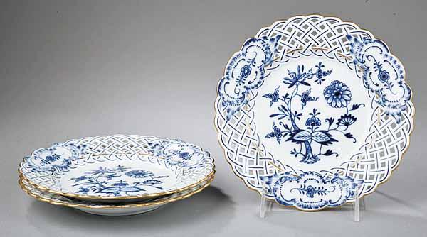 Appraisal: Three Meissen Blue and White Porcelain Plates in the Onion