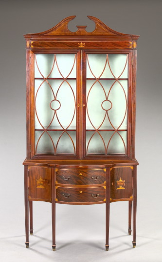 Appraisal: Edwardian Mahogany China Cabinet early th century in the Adam