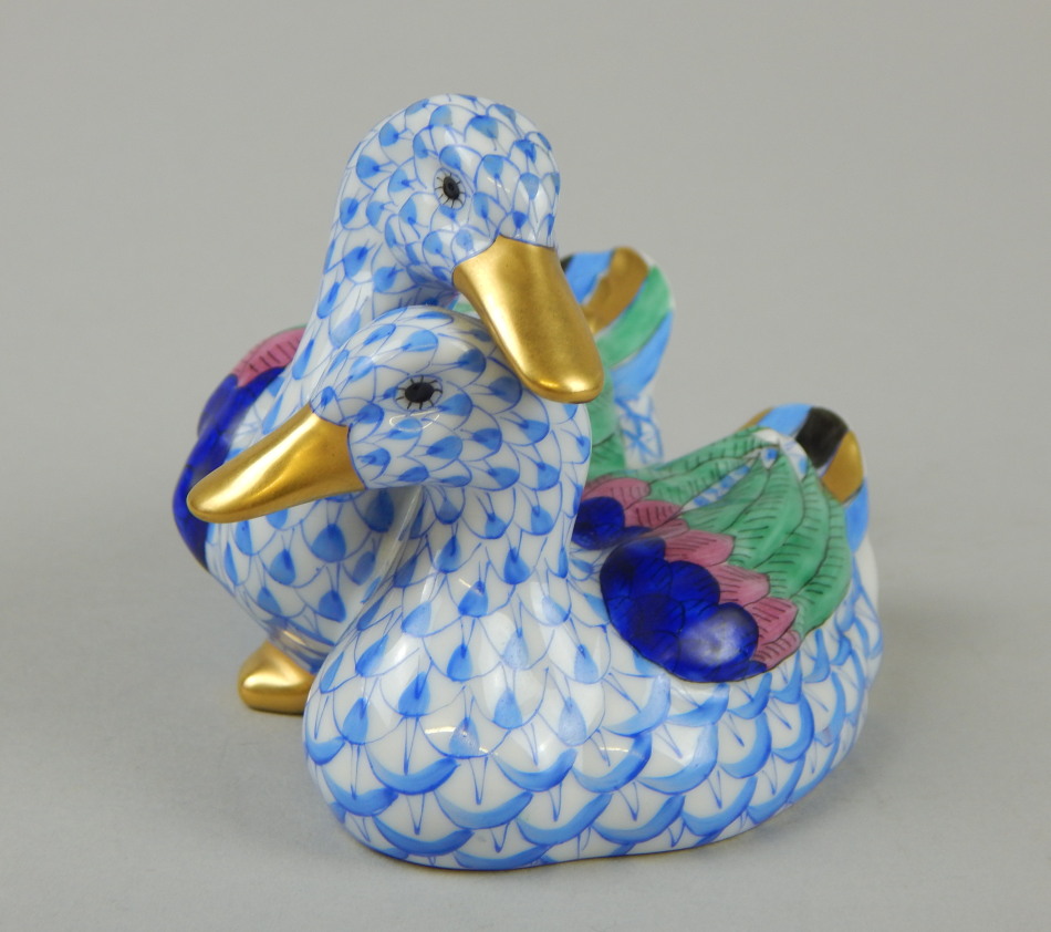 Appraisal: A Herend Hungary figure of two ducks in blue pink