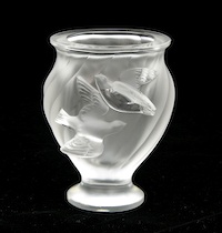 Appraisal: A Lalique Two Birds Vase A frosted glass footed vase