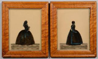 Appraisal: Reverse Silhouette Paintings on Glass Pair of reverse silhouette paintings