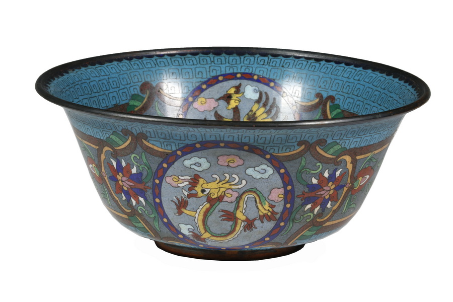 Appraisal: CHINESE CLOISONNE BOWL th c Chinese Heavy Walled Cloisonne Footed