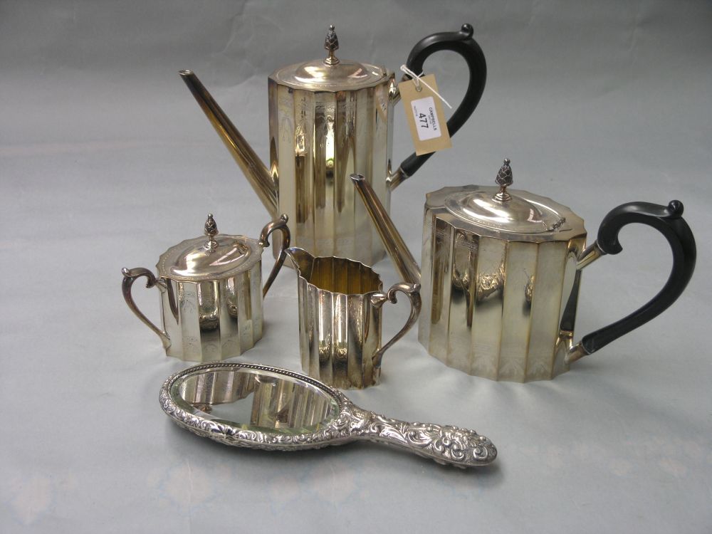 Appraisal: A silver plated tea and coffee service with engraved ornament