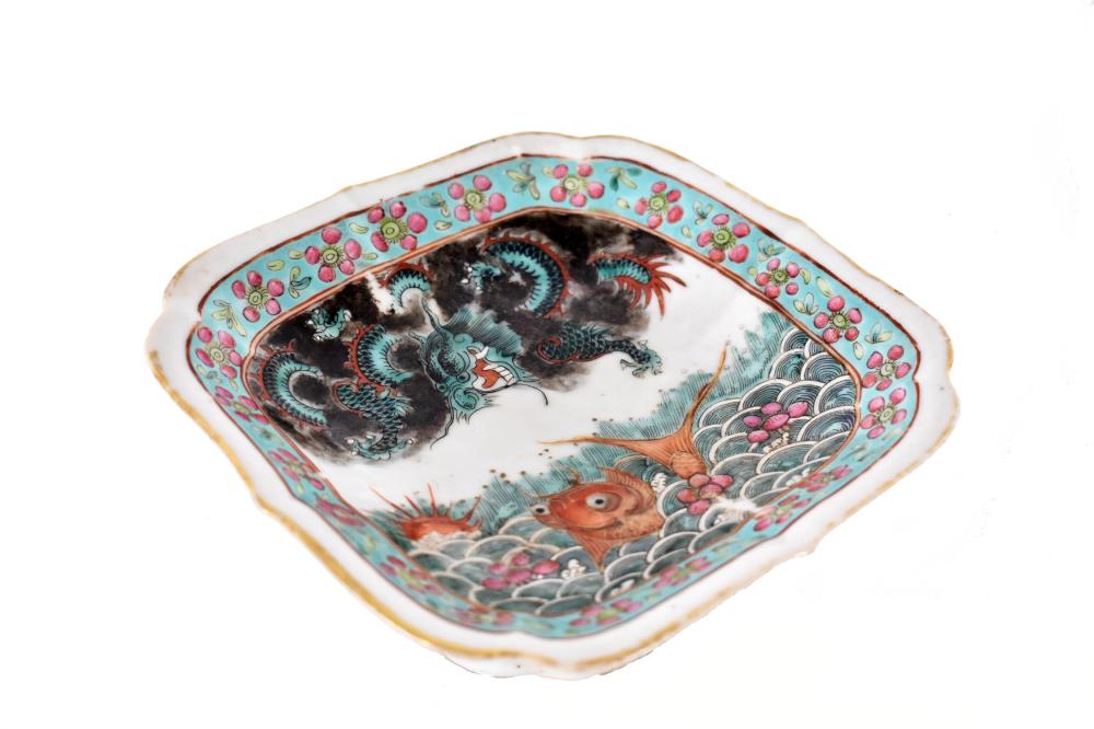 Appraisal: CHINESE FAMILLE ROSE DECORATED PORCELAIN DISHThe underside bearing a Qing