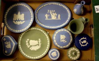 Appraisal: A collection of Wedgwood Green Blue Jasperware to include Trinket