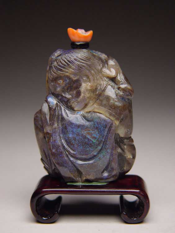 Appraisal: OPAL MATRIX SNUFF BOTTLE Well carved opal matrix snuff bottle