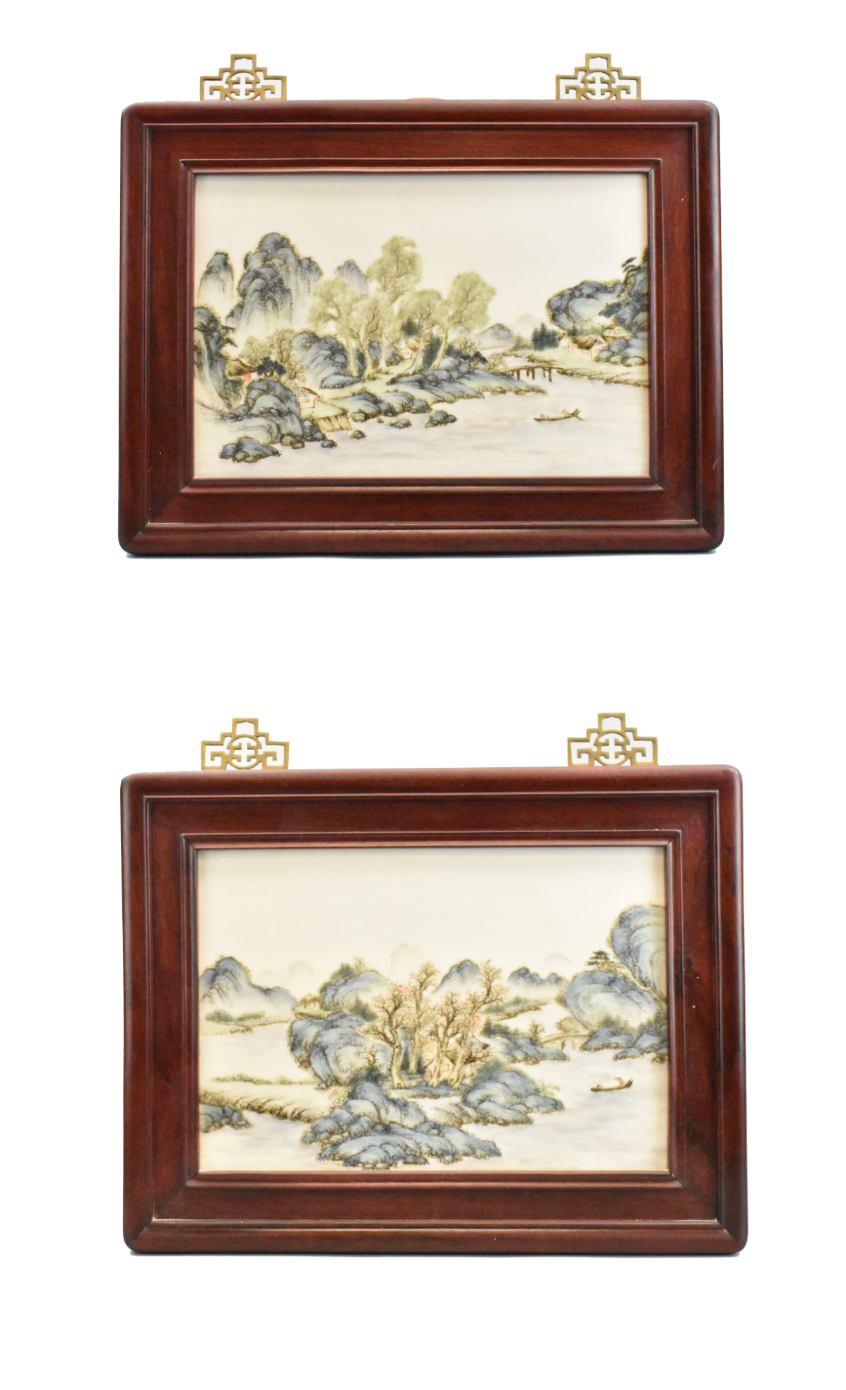 Appraisal: A pair of Chinese famille rose plaques with landscape design