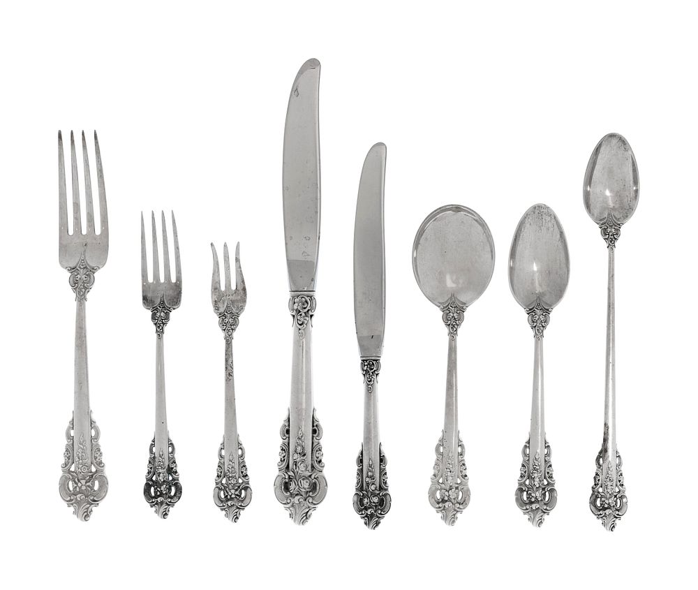 Appraisal: A Wallace Grand Baroque Silver Flatware Service A Wallace Grand