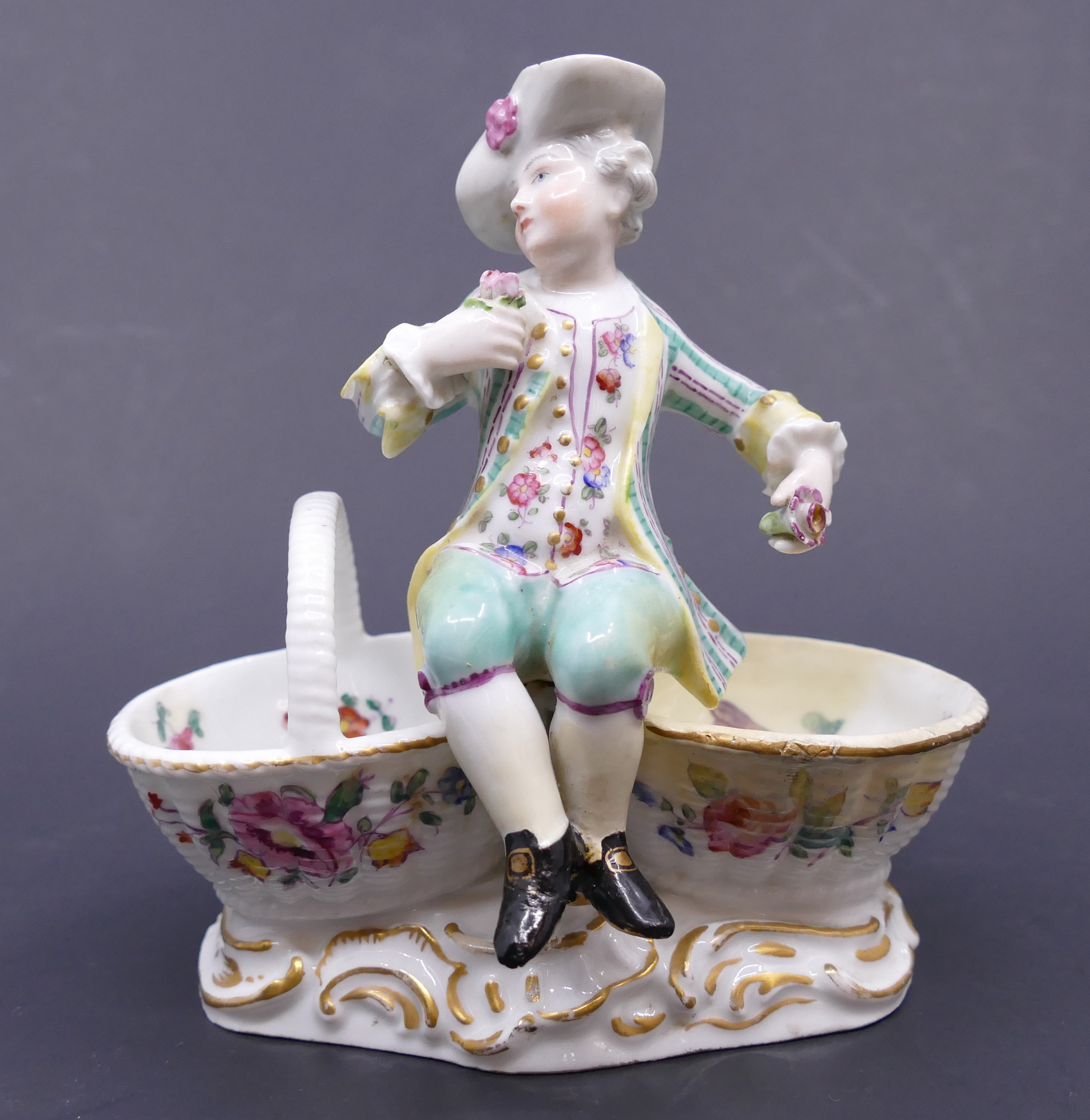 Appraisal: Antique Meissen Figural Double Basket- old professional repair- ''