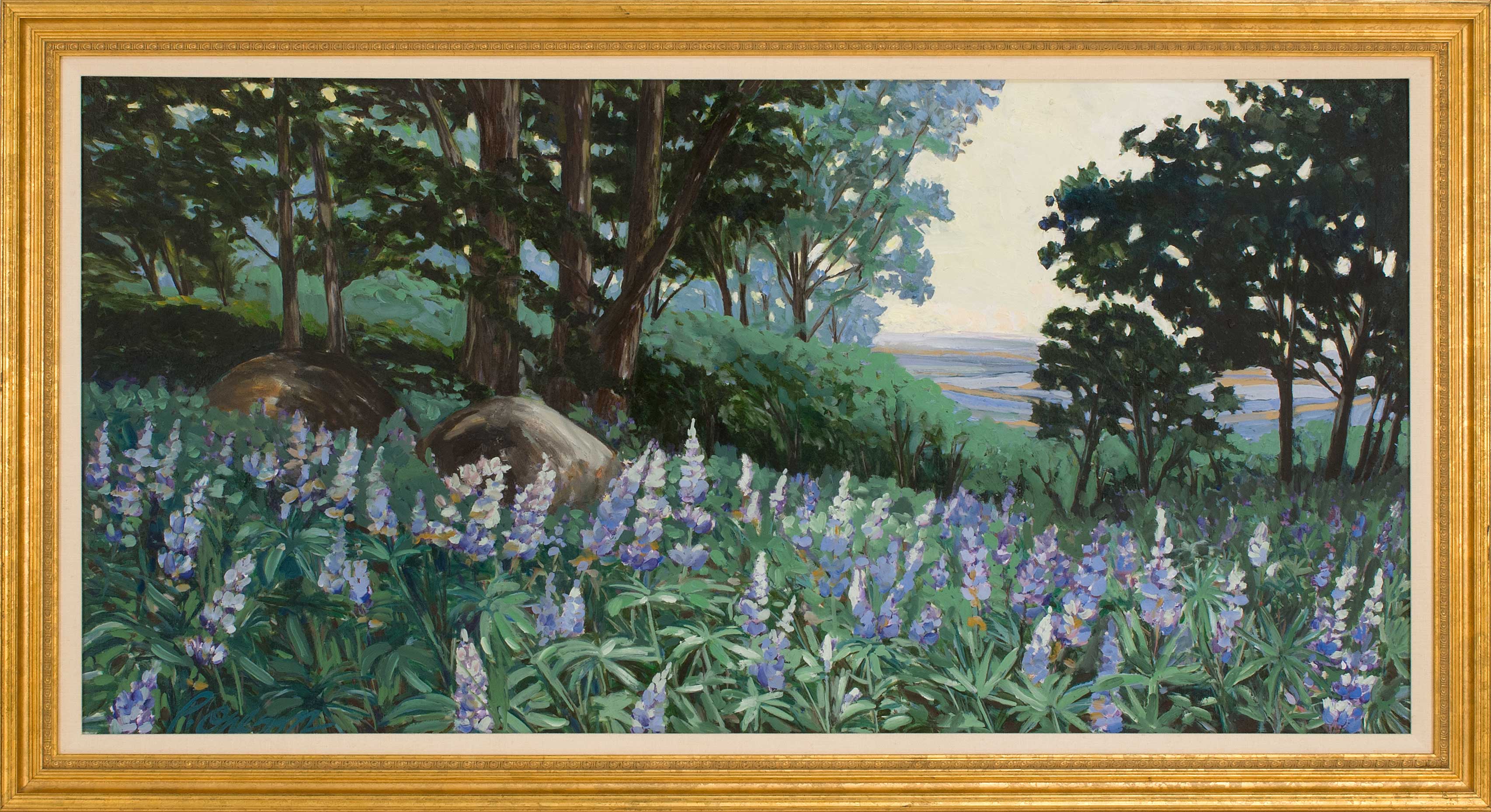 Appraisal: PEGGY OHLSONAmerican ContemporaryColumbia River landscape with blue lupine Signed lower