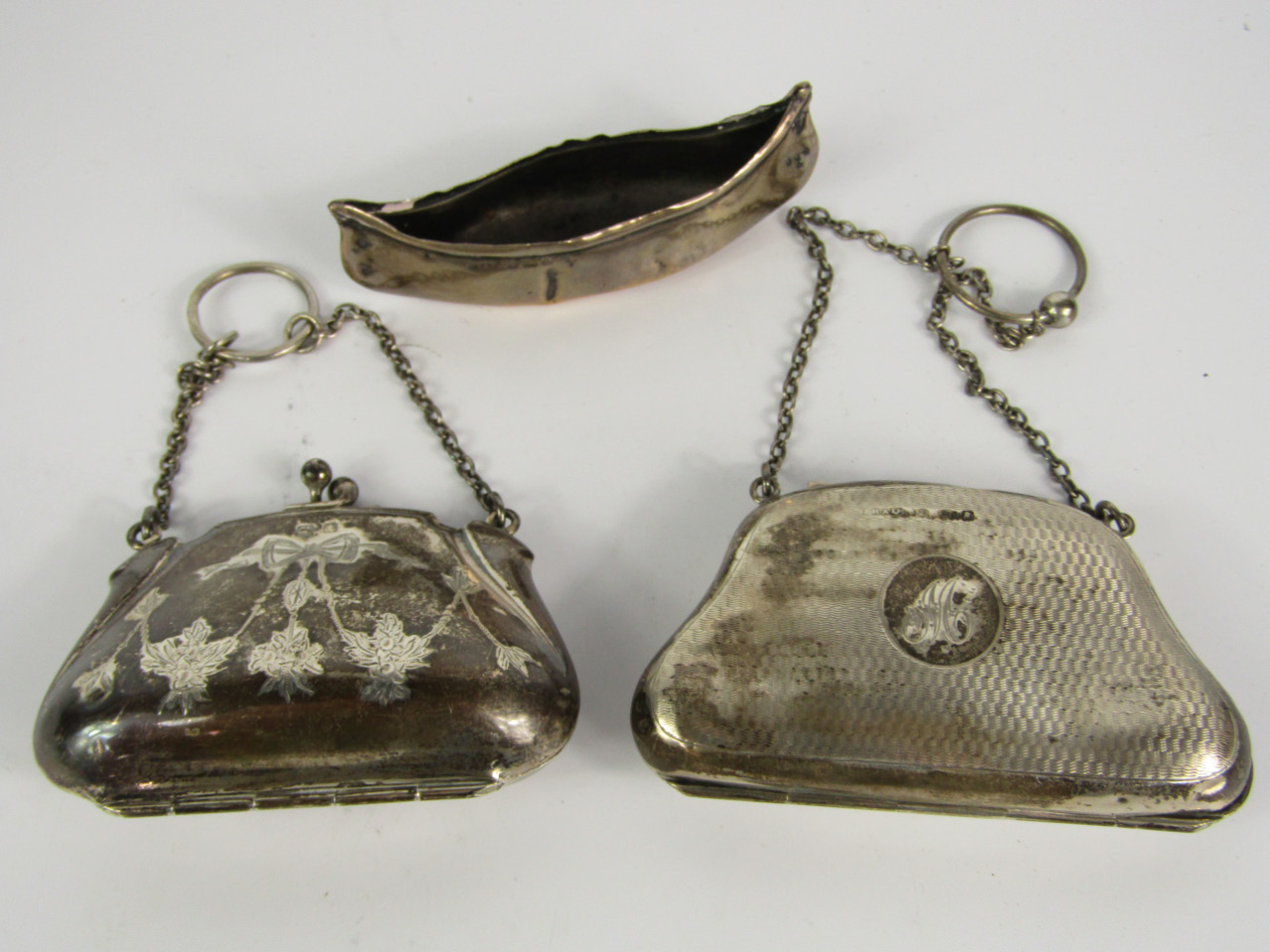 Appraisal: A George V silver purse with engine turned decoration reserve