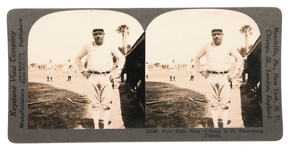 Appraisal: BABE RUTH in St Petersburg Stereoview Well-done Keystone stereoview of