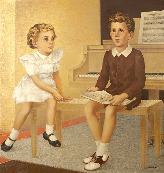 Appraisal: Edward Biberman American - Children at a Piano signed Biberman