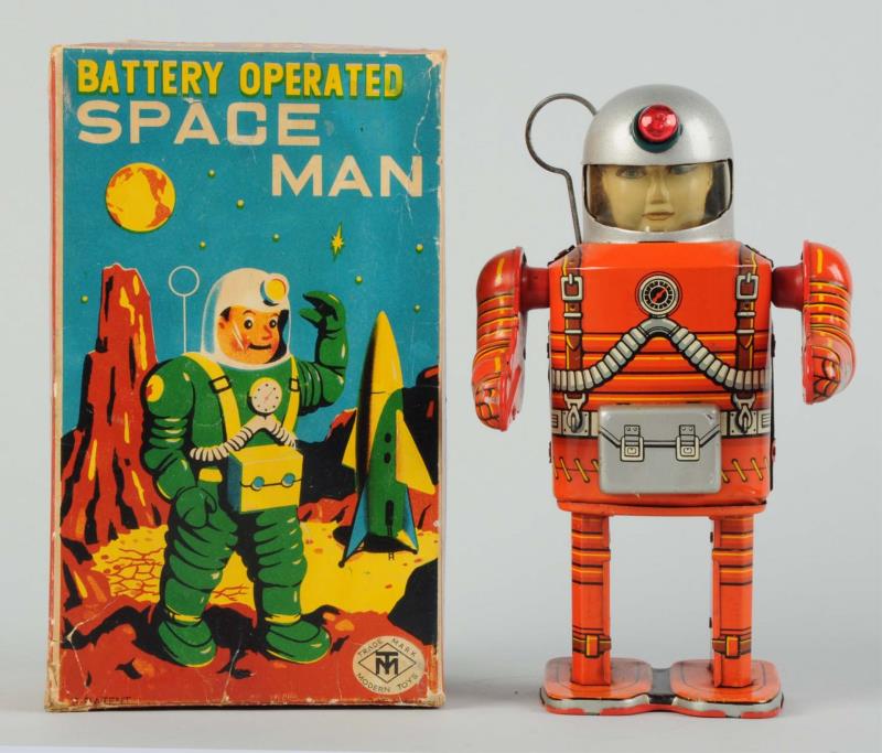 Appraisal: Japanese Battery - Operated Tin Litho Space Man In scarce