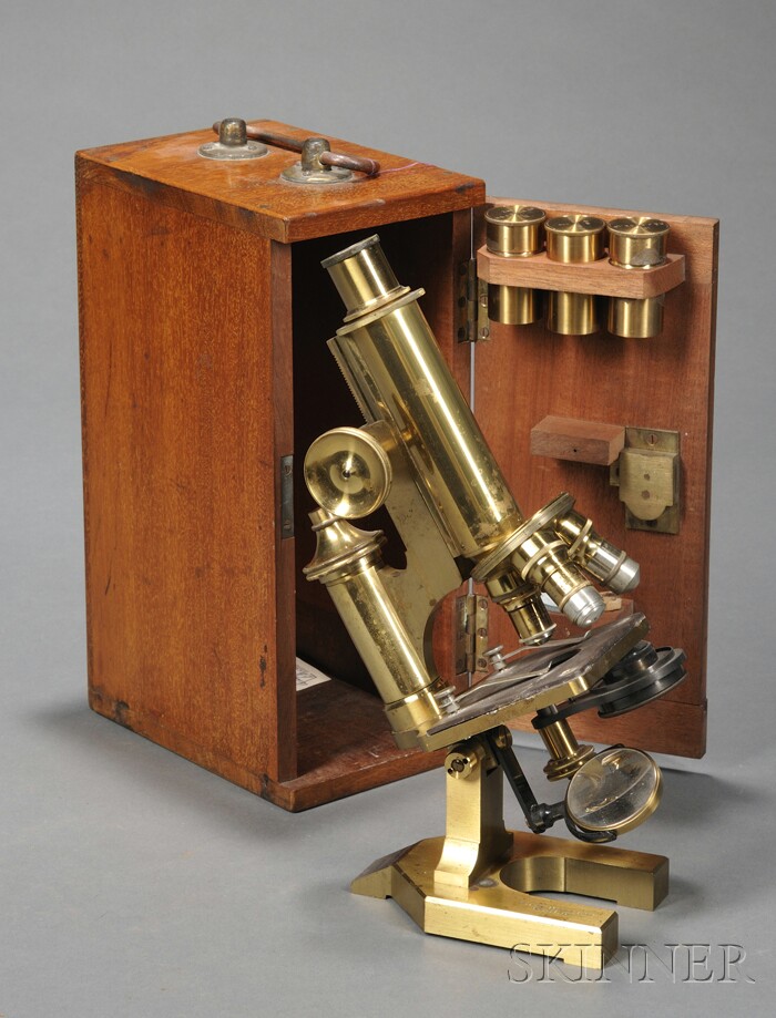 Appraisal: Lacquered Brass Monocular Microscope R J Beck Ltd London c