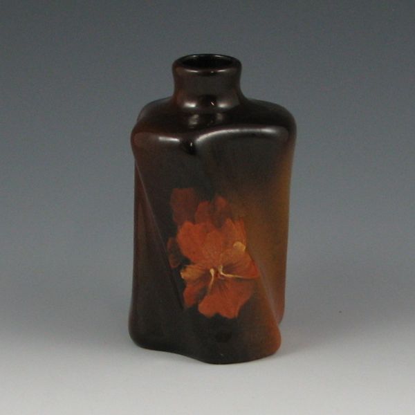 Appraisal: Owens Utopian cabinet twist vase with pansies Marked Owens Utopian